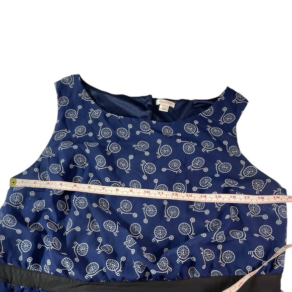 XHILARATION Womens Plus Size 1X Navy Blue Sleeveless Dress White Bicycle Print - Picture 9 of 9